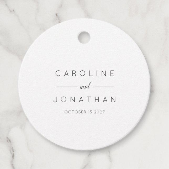 Modern Minimalist Elegant Custom Wedding White Favour Tags (Front)