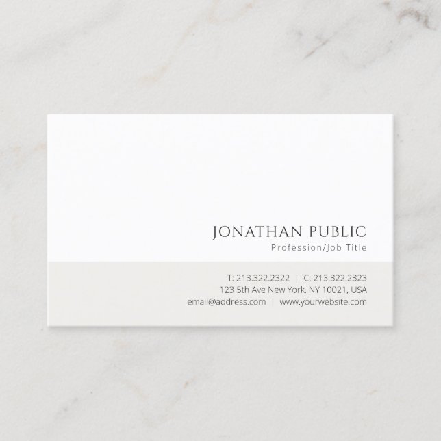 Modern Minimalist Elegant Design Professional Chic Business Card (Front)