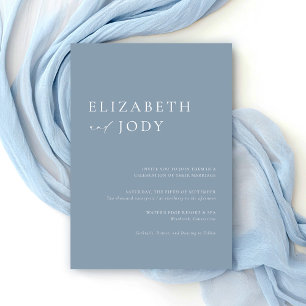Modern Minimalist Elegant Dusty Blue Wedding  Invitation