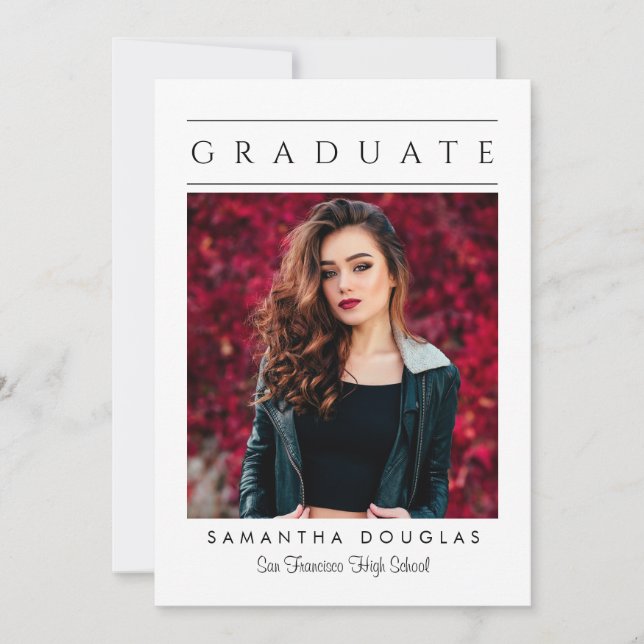 Modern Minimalist Elegant Graduation Announcement (Front)