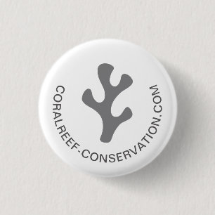 Modern Minimalist Elegant Grey Coral Logo 1 Inch Round Button