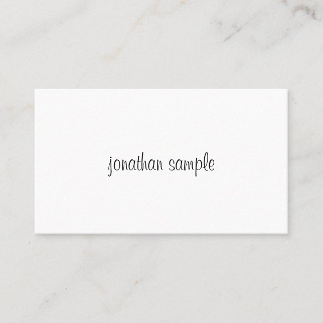 Modern Minimalist Elegant Hand Script Simple Plain Business Card (Front)