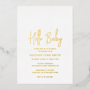 Modern Minimalist Elegant Hello Baby Shower Gold