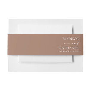 Modern Minimalist Elegant Mocha Mousse Wedding Invitation Belly Band