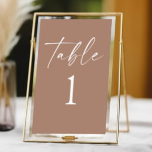 Modern Minimalist Elegant Mocha Mousse Wedding Table Number