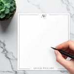 Modern Minimalist Elegant Monogram Notepad<br><div class="desc">Create your own personalized notepad with elegant minimalist monogram initials in black and white colour.</div>