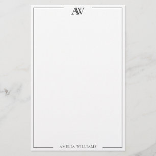 Modern Minimalist Elegant Monogram Stationery