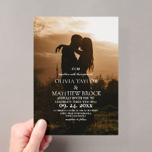 Modern Minimalist Elegant Photo Wedding Acrylic Invitations