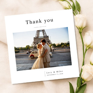 Modern Minimalist Elegant Photo Wedding Thank You Card
