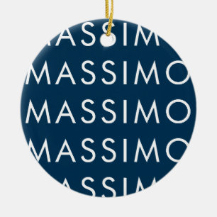 Modern Minimalist Elegant Plain Prussian Blue Name Ceramic Ornament