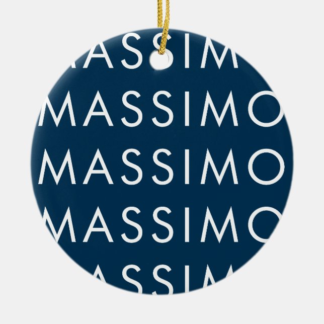 Modern Minimalist Elegant Plain Prussian Blue Name Ceramic Ornament (Front)