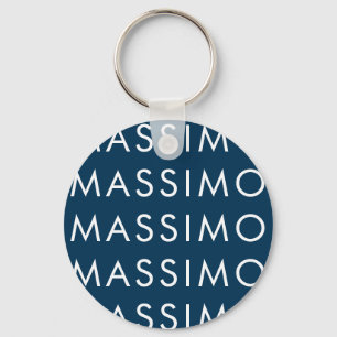 Modern Minimalist Elegant Plain Prussian Blue Name Keychain