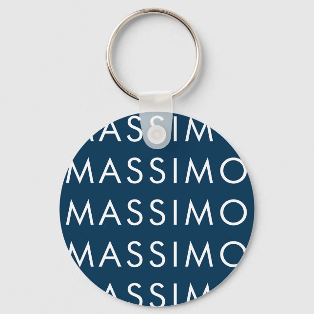 Modern Minimalist Elegant Plain Prussian Blue Name Keychain (Front)