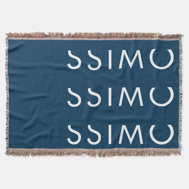 Modern Minimalist Elegant Plain Prussian Blue Name Throw Blanket (Front)