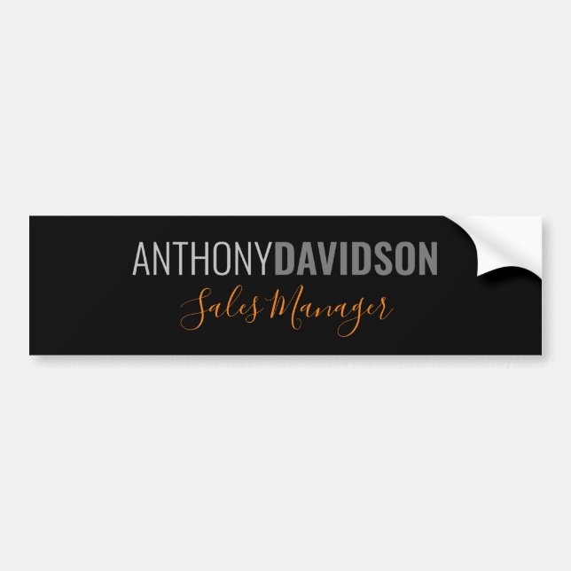 Modern Minimalist Elegant Professional Black Grey Bumper Sticker (Front)