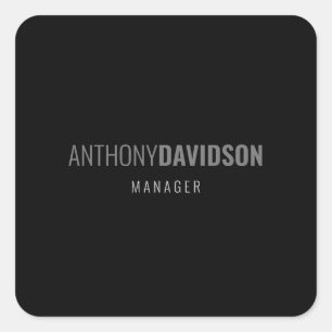 Modern Minimalist Elegant Professional Black Square Sticker