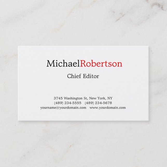 Modern Minimalist Elegant Professional Business Card (Front)