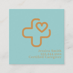 Modern Minimalist Elegant Professional Caregiver Square Business Card