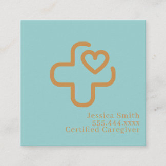 Modern Minimalist Elegant Professional Caregiver Square Business Card