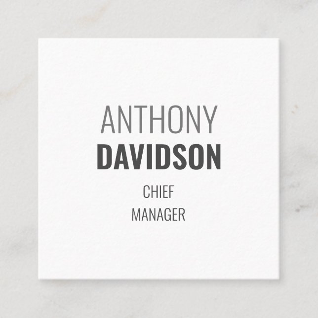 Modern Minimalist Elegant Professional Plain Square Business Card (Front)