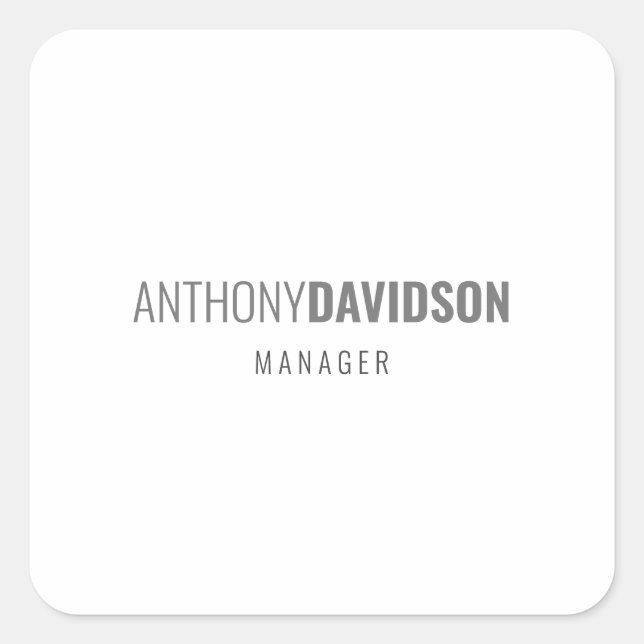 Modern Minimalist Elegant Professional Square Sticker (Front)