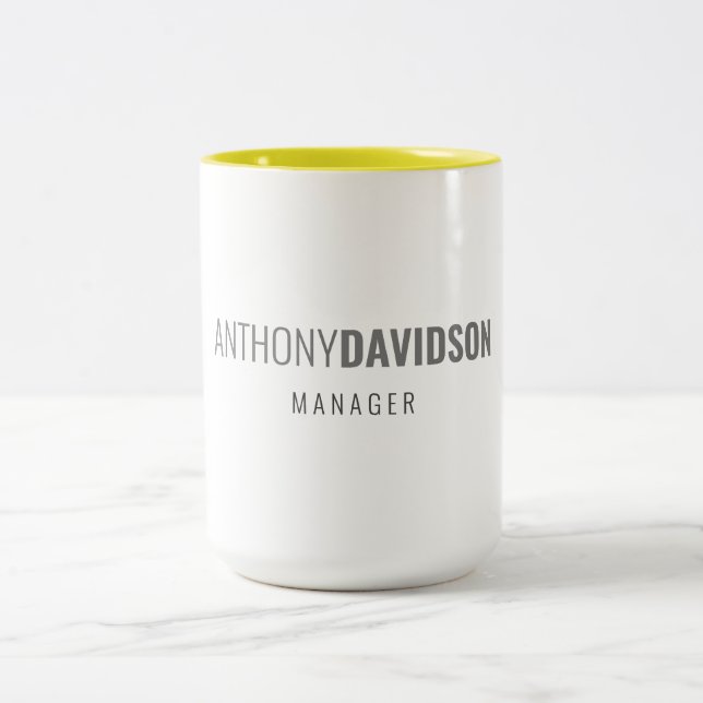 Modern Minimalist Elegant Professional Two-Tone Coffee Mug (Center)