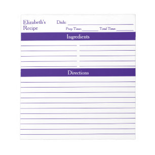 Modern Minimalist Elegant Purple Recipes Notepad
