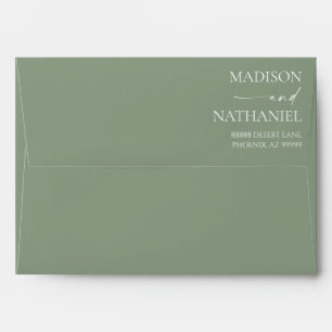 Modern Minimalist Elegant Sage Green Wedding Envelope