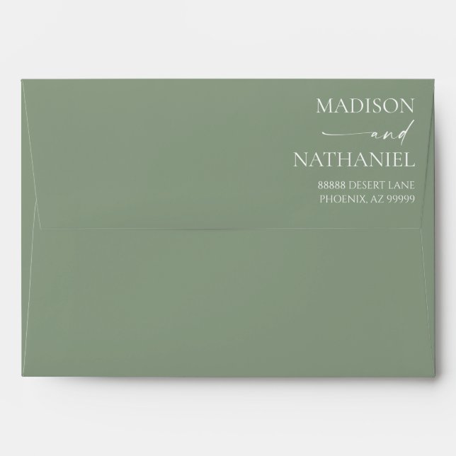 Modern Minimalist Elegant Sage Green Wedding Envelope (Back (Top Flap))