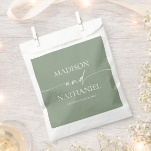 Modern Minimalist Elegant Sage Green Wedding Favour Bag