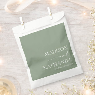 Modern Minimalist Elegant Sage Green Wedding Favour Bag