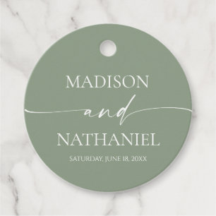 Modern Minimalist Elegant Sage Green Wedding Favour Tags