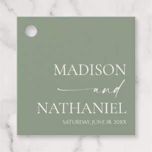 Modern Minimalist Elegant Sage Green Wedding Favour Tags
