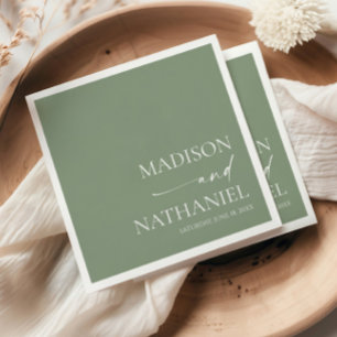 Modern Minimalist Elegant Sage Green Wedding Napkin