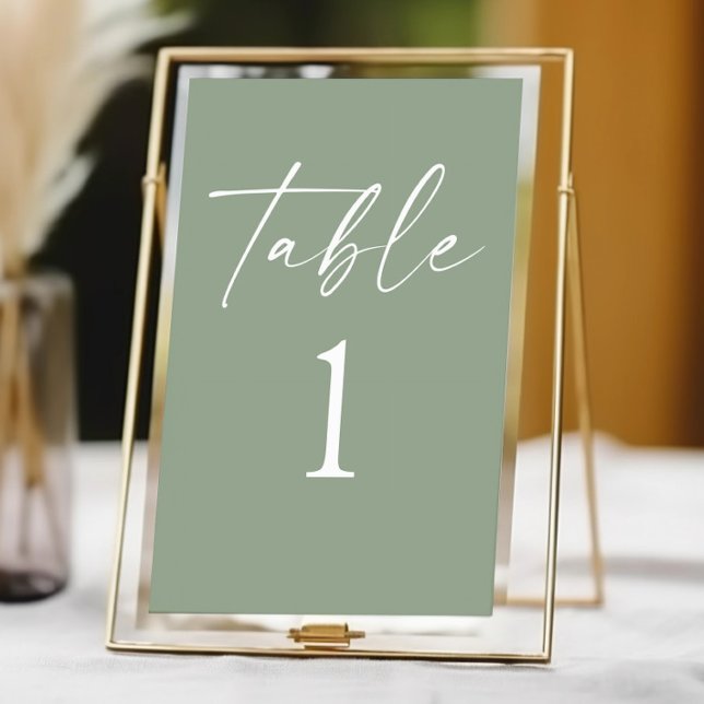 Modern Minimalist Elegant Sage Green Wedding Table Number (Creator Uploaded)