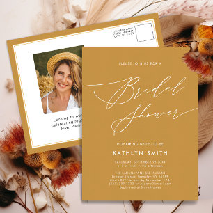Modern Minimalist Elegant Script Bridal Shower Invitation Postcard