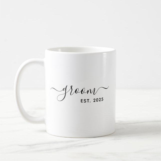 modern minimalist elegant script Groom Coffee Mug (Left)