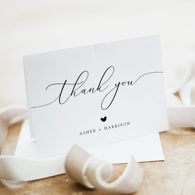 Modern Minimalist Elegant Script Thank You Card (Creator Uploaded)