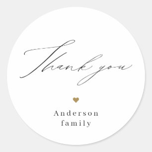 Modern minimalist elegant script thank you classic round sticker