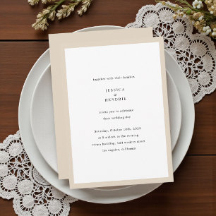 Modern Minimalist Elegant Simple Beige Wedding Invitation