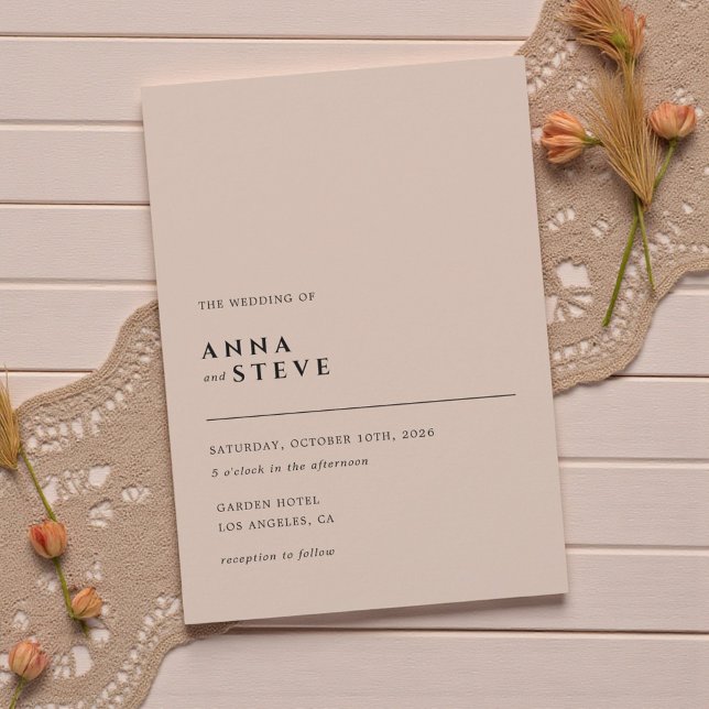 Modern Minimalist Elegant Simple Bisque Wedding Invitation (Modern Minimalist Elegant Simple Bisque Wedding Invitation)
