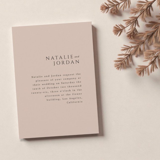 Modern Minimalist Elegant Simple Bisque Wedding Invitation (Modern Minimalist Elegant Simple Bisque Wedding Invitation)