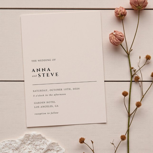 Modern Minimalist Elegant Simple Champagne Wedding Invitation (Modern Minimalist Elegant Simple Champagne Wedding Invitation)