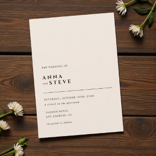 Modern Minimalist Elegant Simple Cream Wedding Invitation