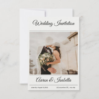Modern Minimalist Elegant Simple Photo Wedding Invitation