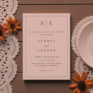 Modern Minimalist Elegant Simple Rosy Wedding Invitation
