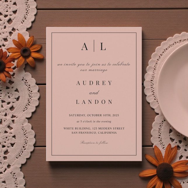 Modern Minimalist Elegant Simple Rosy Wedding Invitation (Creator Uploaded)