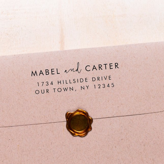 Modern Minimalist Elegant Simple Wedding Couple Rubber Stamp (Creator Uploaded)