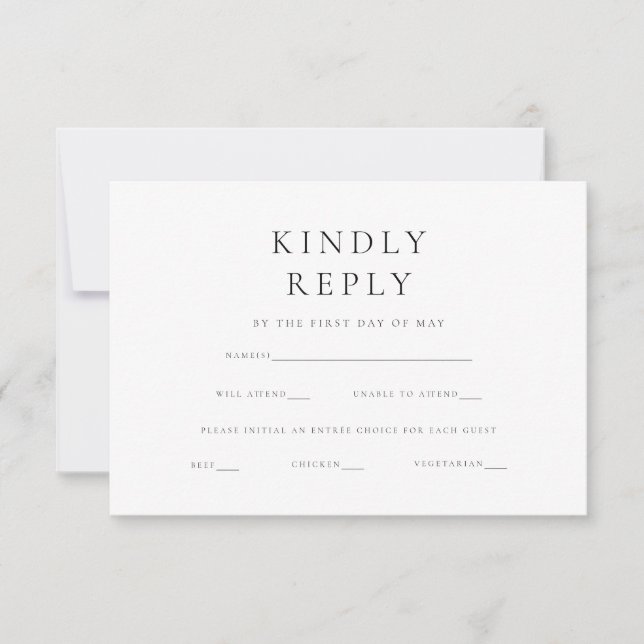 Modern Minimalist Elegant Simple Wedding RSVP Card (Front)