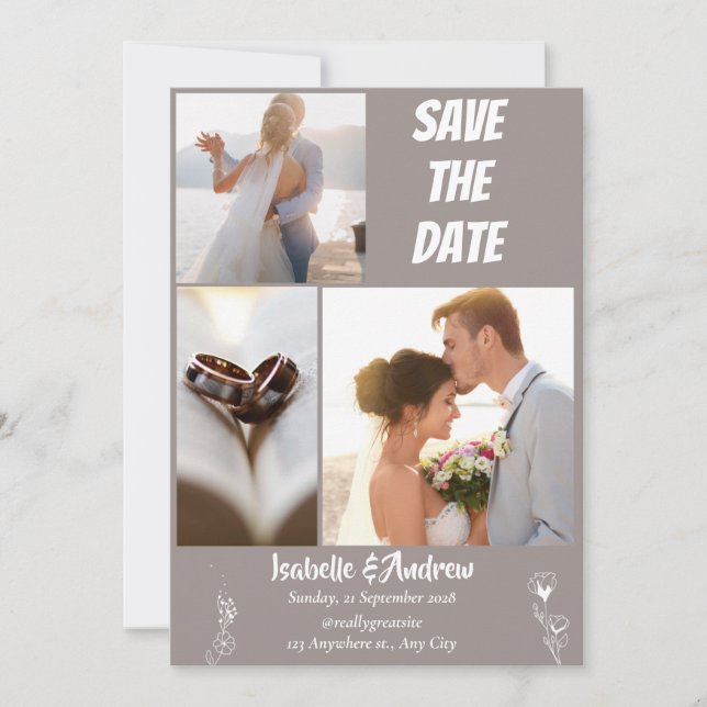 Modern Minimalist Elegant Simple Wedding  Save The Date (Front)